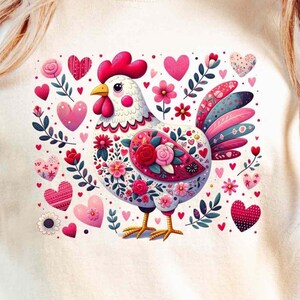 Floral chicken valentine png, Valentine chicken png, valentine png, Chicken Lover Png, Valentines Day Png Chicken Png, Chicken Valentine Png