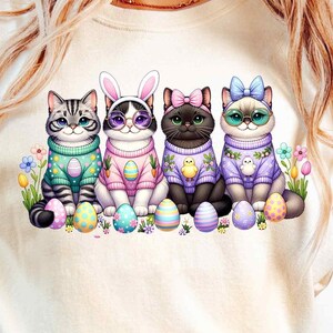 Cute Easter Cat PNG, Easter Cat Clipart, Bunny Cat PNG, Cute Kittens, Sublimation Design, Spring Cats, Watercolor Cat, Tshirt PNG, Pink Cat