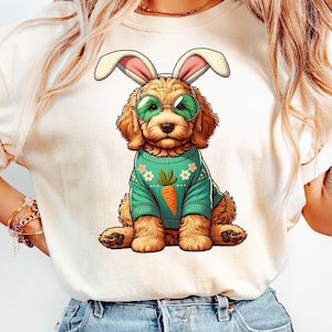 Doodle Easter png, Coquette Easter, Labradoodle png, Doodle Mama shirt design, dog lover design, dog mama shirt design, bunny ears design