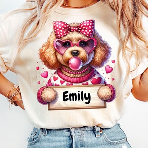 EDITABLE Valentine Name Holder PNG, includes Canva Template, add your Own Name, Labradoodle Valentine Custom Name V-day, Shirt Design png