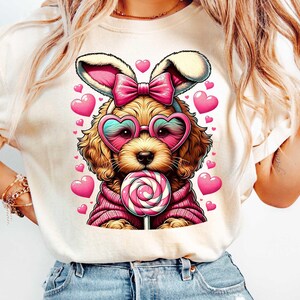Doodle Easter png, Coquette Easter, Labradoodle png, Doodle Mama shirt design, popular, trendy easter design, sublimination file, bunny ears