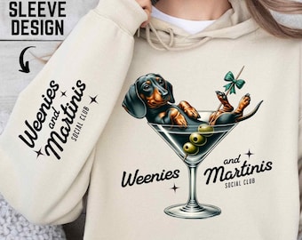 Weenies and Martinis Png, Weenie Tini Social Club, Sleeve Design, Dachshund Png, Dog Mom Gift, Dachshund Lover, Sausage Dog, doxie mama png