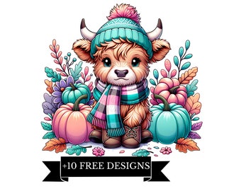 Fall Highland Cow Png, Retro Halloween Png, Ghost Cows Png, Funny Cow Png, Spooky Season, Cow Halloween Png, Cow Halloween clipart, pastel