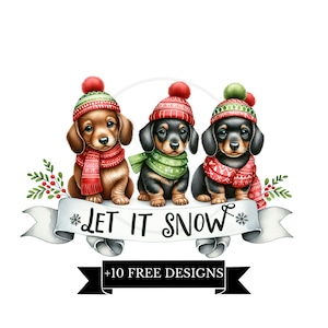 Christmas Dachshund Png, Let it Snow Dachshund Png, Dog Mom Gift, Dachshund Lover, Gift, Wiener Png, Sausage Dog, clipart Doxie, Weenie