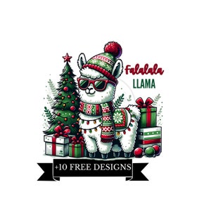 Falalala Llama PNG, Christmas Llama clipart, sublimination file, Funny Christmas clipart, Christmas Llama, digital download, high resolution