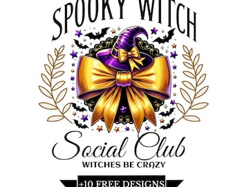 Coquette Halloween Png, Spooky Witch Social Club Png, Retro Halloween png, Spooky Season Png, Witch Png, Sublimation T Shirt Design