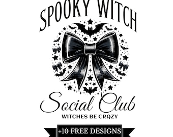 Coquette Halloween Png, Spooky Witch Social Club Png, Retro Halloween png, Spooky Season Png, Witch Png, Sublimation T Shirt Design