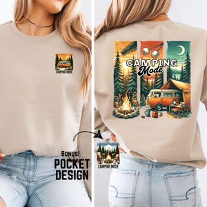 Camping Mode PNG, Retro Summer PNG, brushstroke png, sleeve pocket design, Outdoors, Camping Shirt Design, Vintage Camping, sublimation