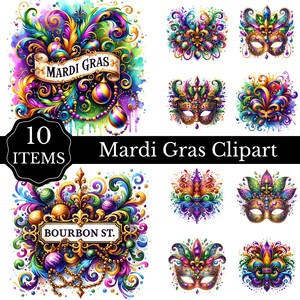 Mardi Gras Mask Clipart Set, Festival Mask Clipart, Masquerade Clipart, Feather Mask Sublimation, Fantasy Carnival, Mardi Gras Carnival