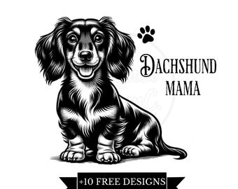 Dachshund Mama Png, Dachshund Png, Dog Mom Gift, Dachshund Lover, Gift, Wiener Png, Sausage Dog, clipart Doxie, Doxie Mom PNG