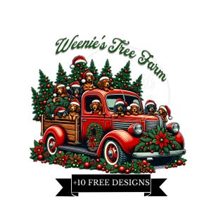 Dachshund Christmas Png, Tree Farm Dachshund Png, Dog Mom Gift, Dachshund Lover, Gift, Wiener Png, Sausage Dog, clipart Doxie, Weenie PNG