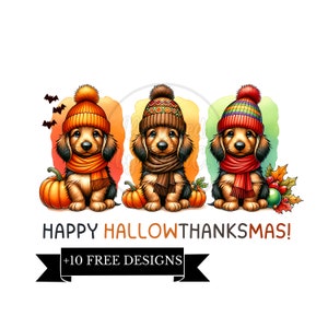 Happy Hallowthanksmas Png, Dog Mom Gift, Dachshund Lover, Gift, Wiener Png, Sausage Dog, clipart Doxie, Halloween Weenie Dog clipart