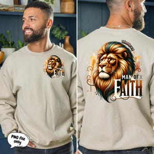 Man of Faith Lion PNG, Lion of Judah, Christian PNG, 1 Timothy 6:11 Bible Digital Download, Religious Inspirational PNG, Sleeve Pocket Png