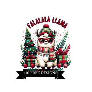 Falalala Llama PNG, Christmas Llama clipart, sublimination file, Funny Christmas clipart, Christmas Llama, digital download, high resolution