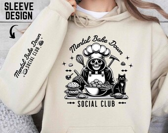 Having a Mental Bake Down Social Club PNG, Cooking Skeleton Sublimation, Baking Skull Cook Witchy Chef Shirt Digital Download, sleeve design