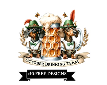 October Beer dog Png, October Beer Festival PNG, Digital Download, German beer festival, drinking team, German dachshund sublimation design