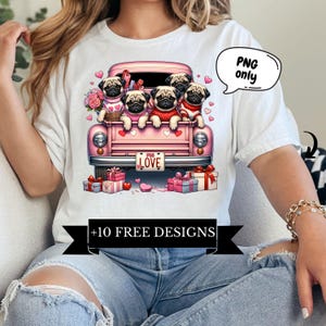 Pug Valentine Png, Dog Mom Gift, Pug Lover, Gift, Pug Dog, shirt design, Valentine Pug Dog, antique truck clipart