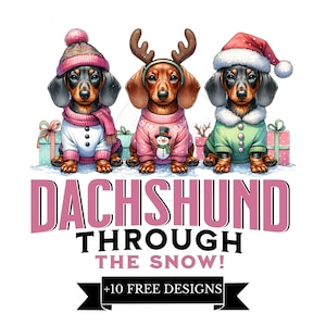 Dachshund through the snow Png, Dog Mom Gift, Dachshund Lover, Gift, Wiener Png, Sausage Dog, shirt design, Doxie mom, Christmas Weenie Dog