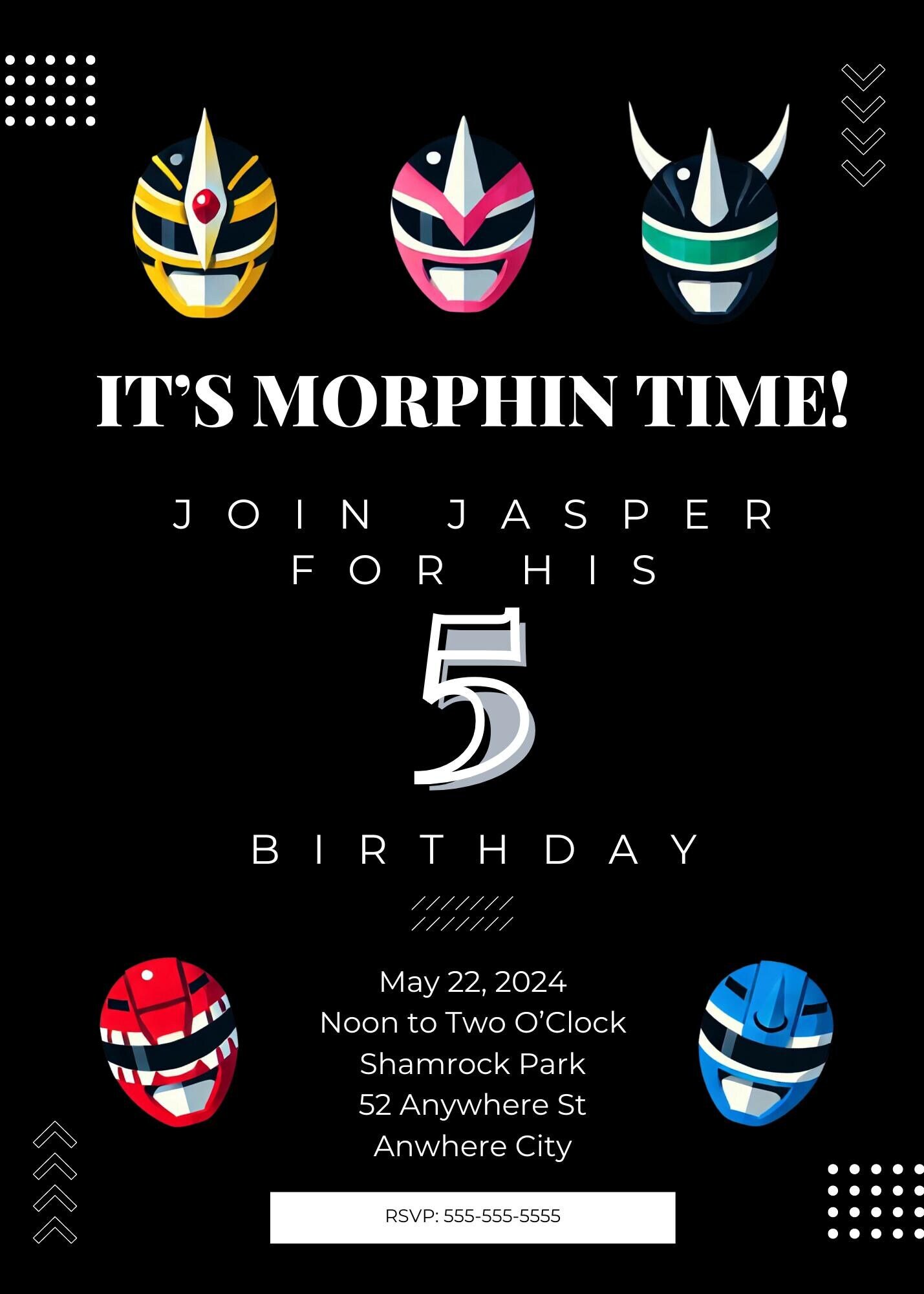 Power Rangers Birthday Invitation (customized) - Etsy