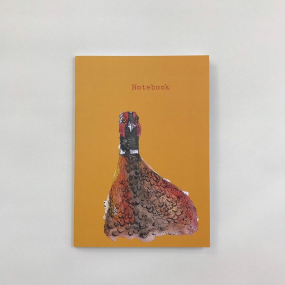 Pheasant Orange Notebook - A5 pheasant design from an original watercolour - plain