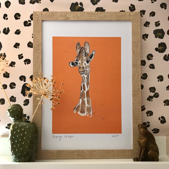 Orange Giraffe - Jango from the Yorkshire Wildlife Park - available in A5, A4, A3