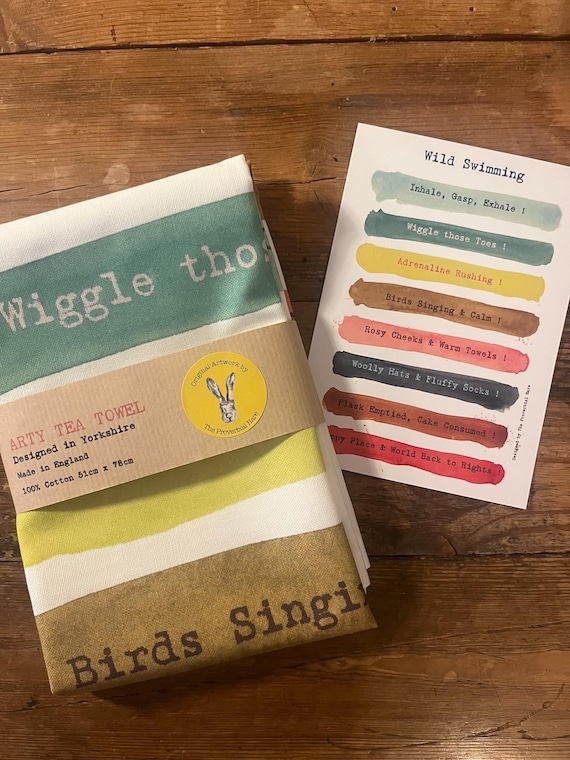 Wild Swimming Cotton Tea Towel: Yorkshire Design