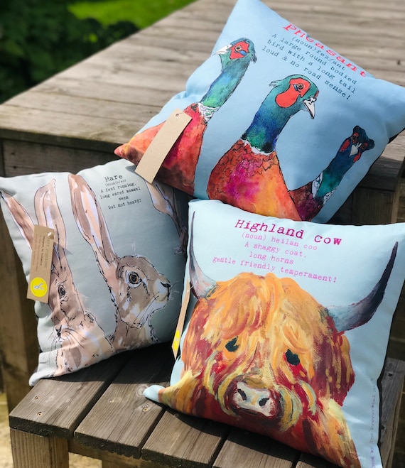 Hares or Pheasants or Highland Cow Cushion Covers - you choose 1 , 2 or all 3 !