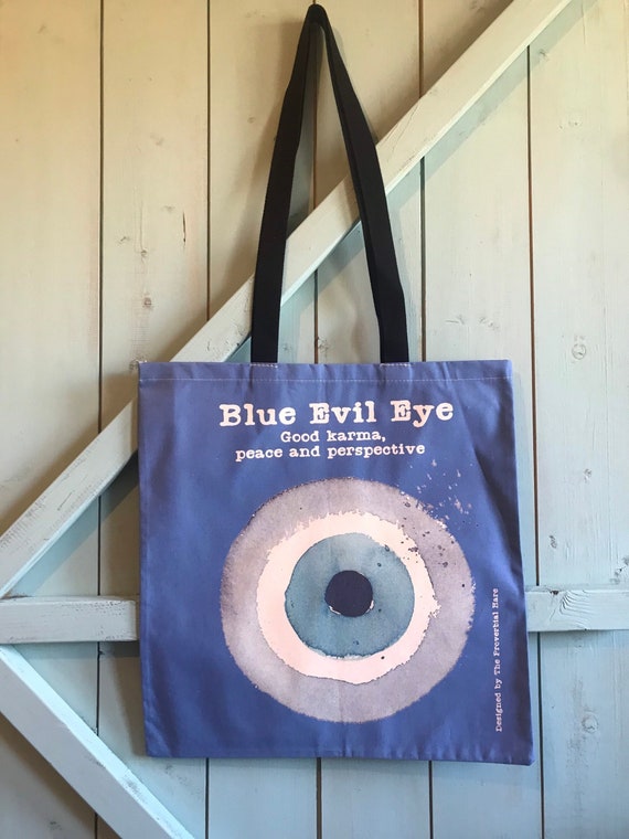 Evil Eye Cotton Tote Bag shopping, lunch, posing ! Gym, school, food shopping, groceries fold up useful gorgeous bag !