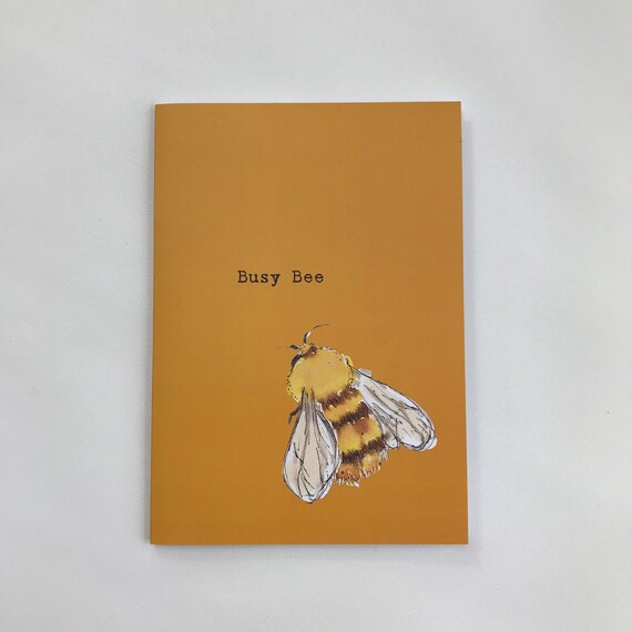 Busy Bee Orange Notebook - A5 bumble bee design from an original watercolour