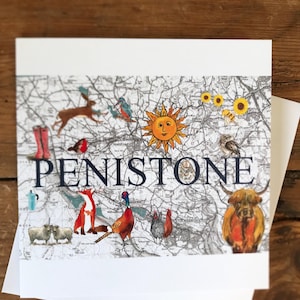 Tarjeta con mapa de Penistone: en blanco para escribir tu mensaje