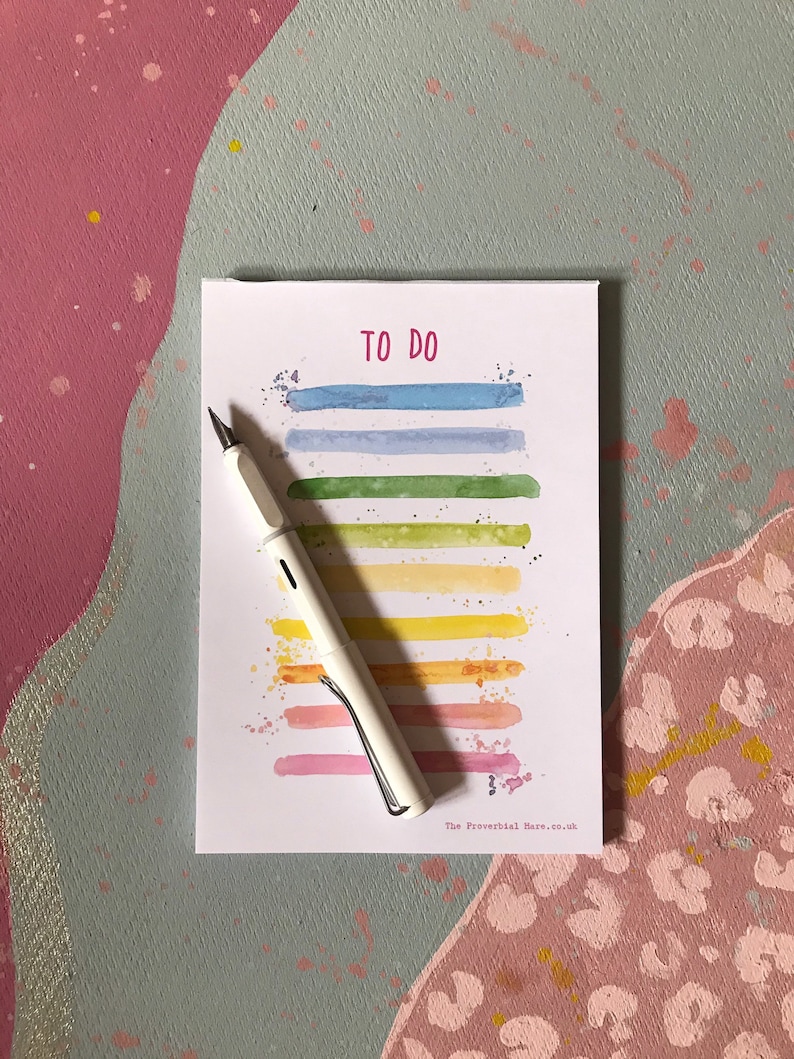 A5 Notepad Messy Rainbow Stripes from an original watercolour