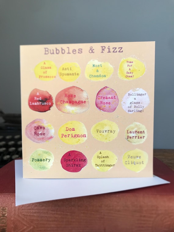 Bubbles and Fizz Celebration Card - blank for your message