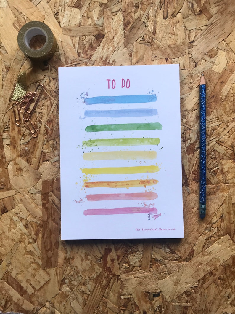 A5 Notepad Messy Rainbow Stripes from an original watercolour