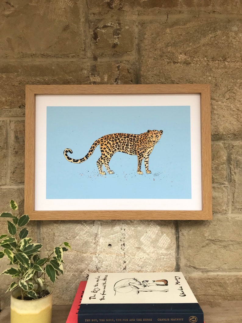A3 Blue Leopard Print from an original watercolour