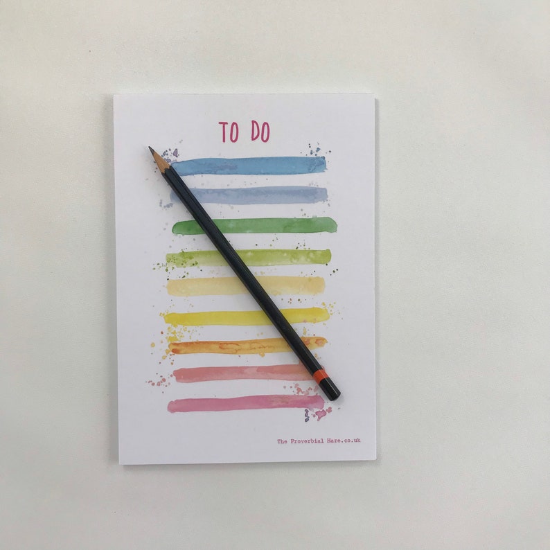 A5 Notepad Messy Rainbow Stripes from an original watercolour