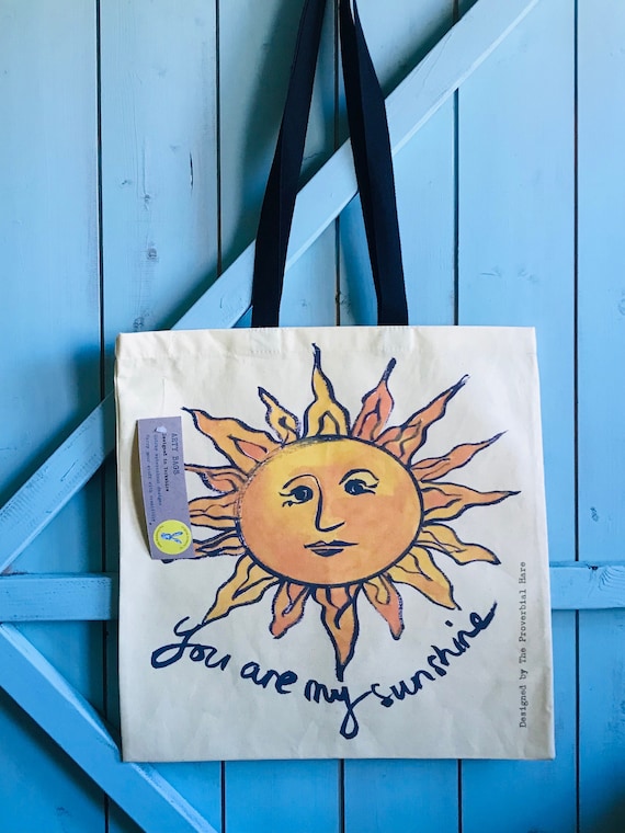 Sunshine Cotton Tote Bag: Quirky Watercolor Art