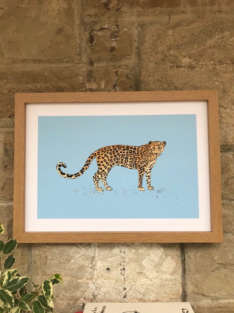 A3 Blue Leopard Print from an original watercolour