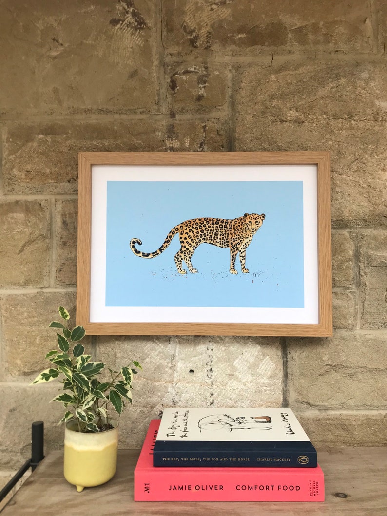 A3 Blue Leopard Print from an original watercolour