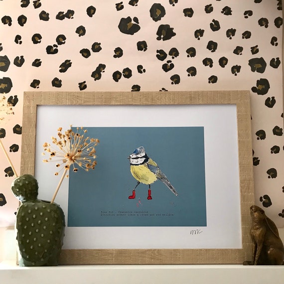 Blue Tit in wellies print