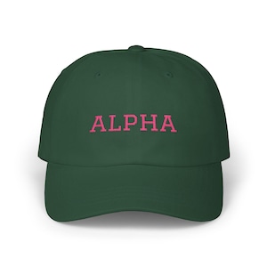 Pink and Green Alpha Embroidered Cap, Probate Gift, Greek Paraphernalia, Gift for Pretty Girl,  Sorority Gift, HBCU Homecoming hat, Tailgate
