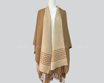 Reversible Ruana - Peruvian Shawl Cape made of Baby Alpaca Wool