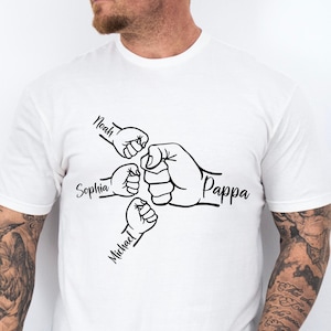 Custom Fist Bump Dad Shirt, Dad Shirt With Kids Names, Father&#39;s Day Gift, New Dad Shirt, New Dad Gift, Personalized Grandpa Shirt