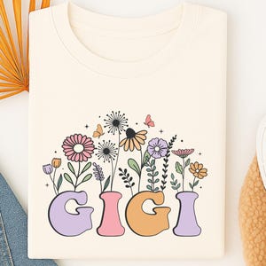 Cute Gigi Shirt, Gift For Gigi Tshirt, Mother&#39;s Day Gift For Grandma Gifts, Retro Gigi Shirt, Wildflowers Gigi Tee,