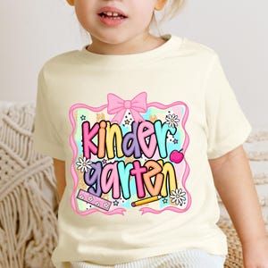 Preppy Back To School Kindergarten Girls Shirt,Kindergarten First Day Coquette Shirt,Teacher Kindergarten Shirts,First Day of Kindergarten