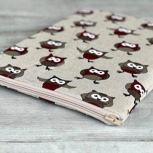 Housse pour ordinateur portable, housse pour MacBook, étui pour ordinateur portable pour tous les types d'ordinateurs portables/ lin/ rembourrée/ hiboux (sacoche matelassée pour ordinateur portable) Cadeau parfait/cadeau