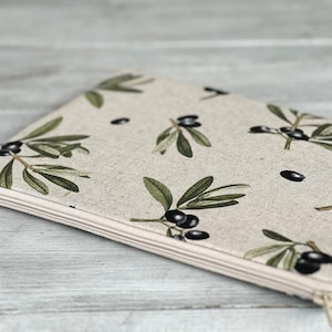 Housse olive pour ordinateur portable, housse MacBook, étui pour tous les appareils, étui iPad/coton/rembourré (fait main) (manche matelassée) Cadeau parfait/cadeau