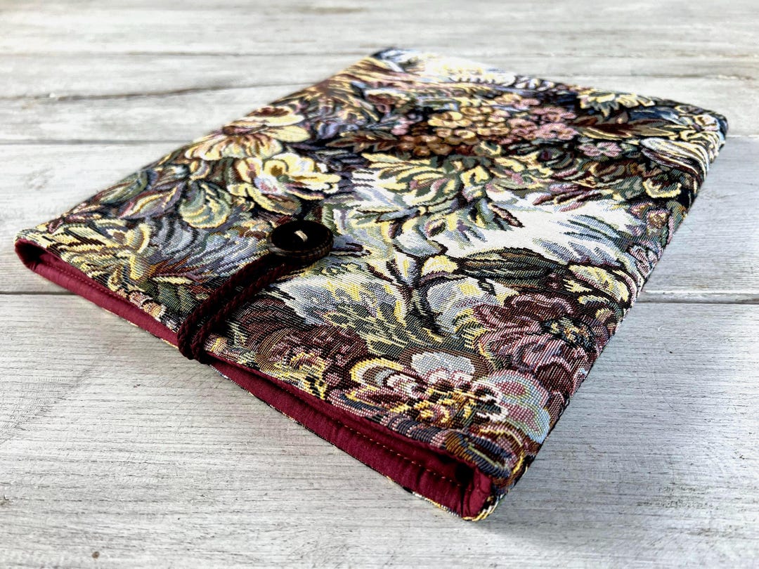 Cover Rrus Floral Tapestry Book Sleeve With Button Closure - Padded Book Cover - Etsy