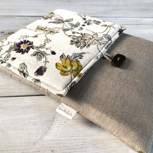 Housse pour ordinateur portable en lin, housse pour MacBook faite main, étui pour ordinateur pour tous types d'ordinateurs portables/rembourré/rabat/fleuri, cadeau parfait/cadeau # Ll1