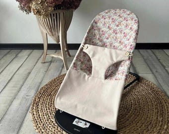 Funda para hamaca BabyBjorn hecha a mano "Rosas" / 80 % algodón / Bonita funda de repuesto / Accesorios para bebé / Regalo para recién nacido