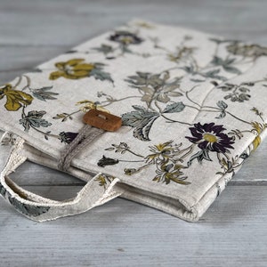 Housse pour ordinateur portable avec poignées, housse pour MacBook, étui pour ordinateur pour tous types d'ordinateurs portables / Lin / Rembourrée / Cadeau parfait / Cadeau fait main # Ll2